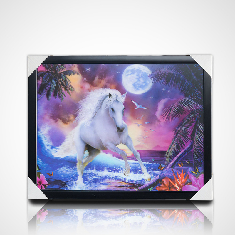 3D φακοειδής ζωγραφική αποθέματα σχέδια PET 40 * 30cm 5D 3D φακοειδής άλογο εικόνα με μαύρο πλαίσιο