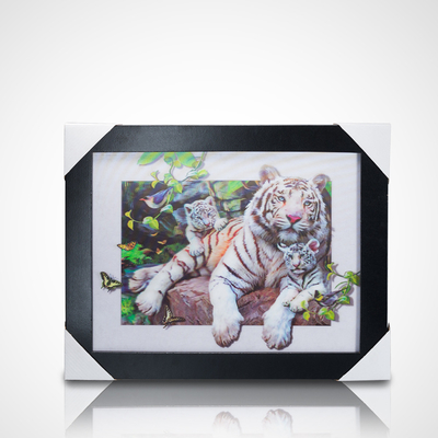 3D φακοειδής ζωγραφική αφίσα PET 30*40cm 5D φακοειδής αφίσα τίγρεις 3D ζωγραφική με μαύρο πλαίσιο για διακόσμηση σπιτιού